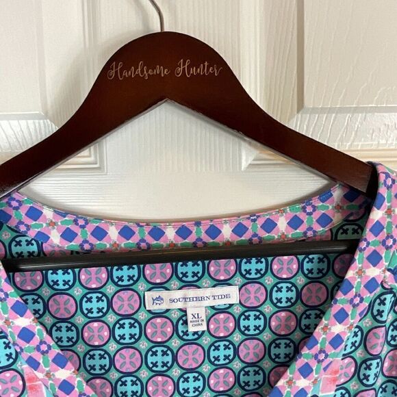 Southern Tide Women Sz XL Blue Purple Blouse Coastal Summer Casual Tunic Top H3 - Picture 11 of 12